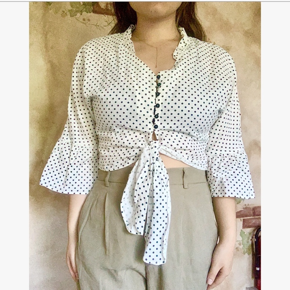 Zara, Linen Tie Cropped Blouse - new with tags!